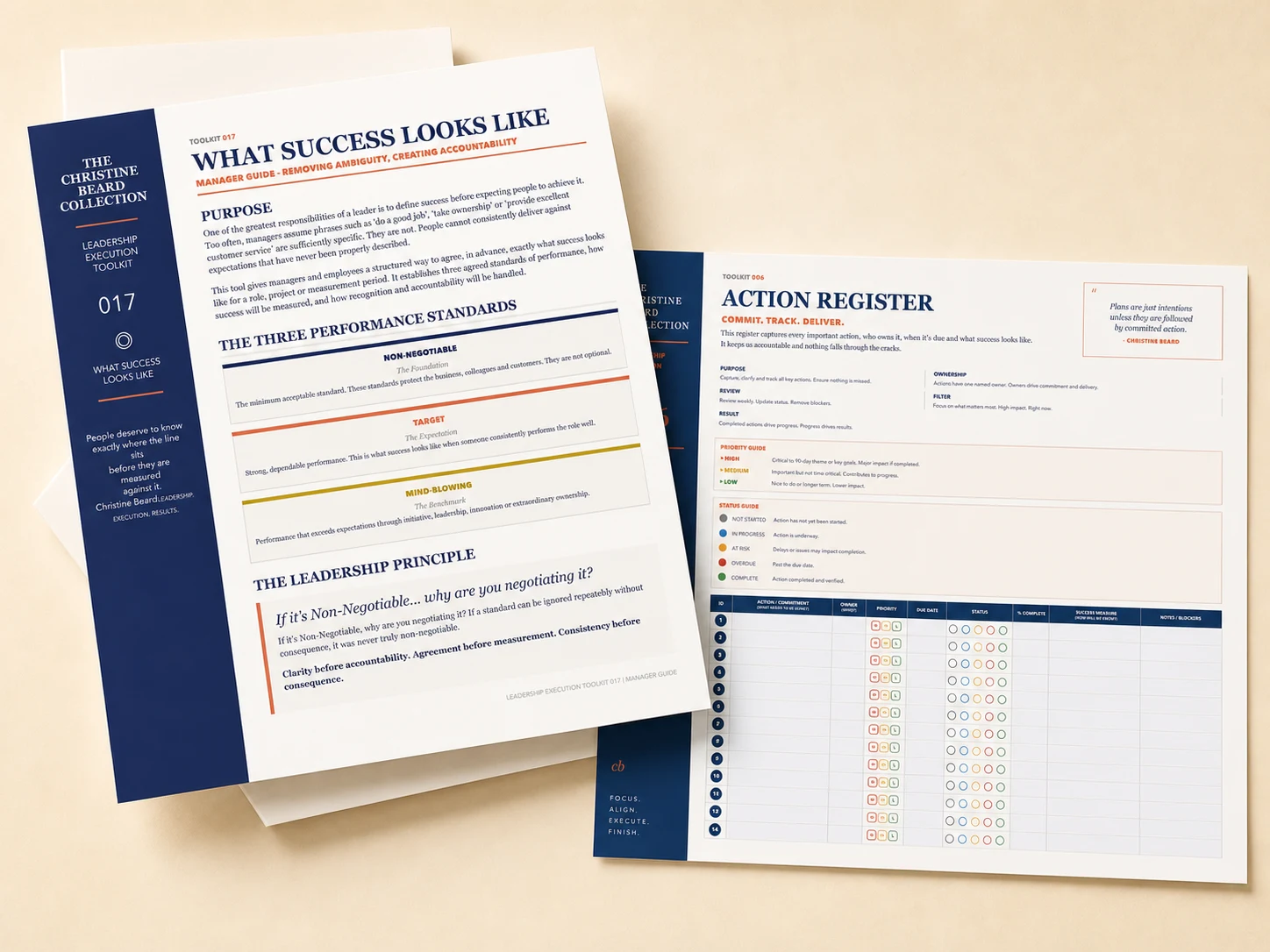 Christine Beard What Success Looks Like manager guide and Action Register working tool