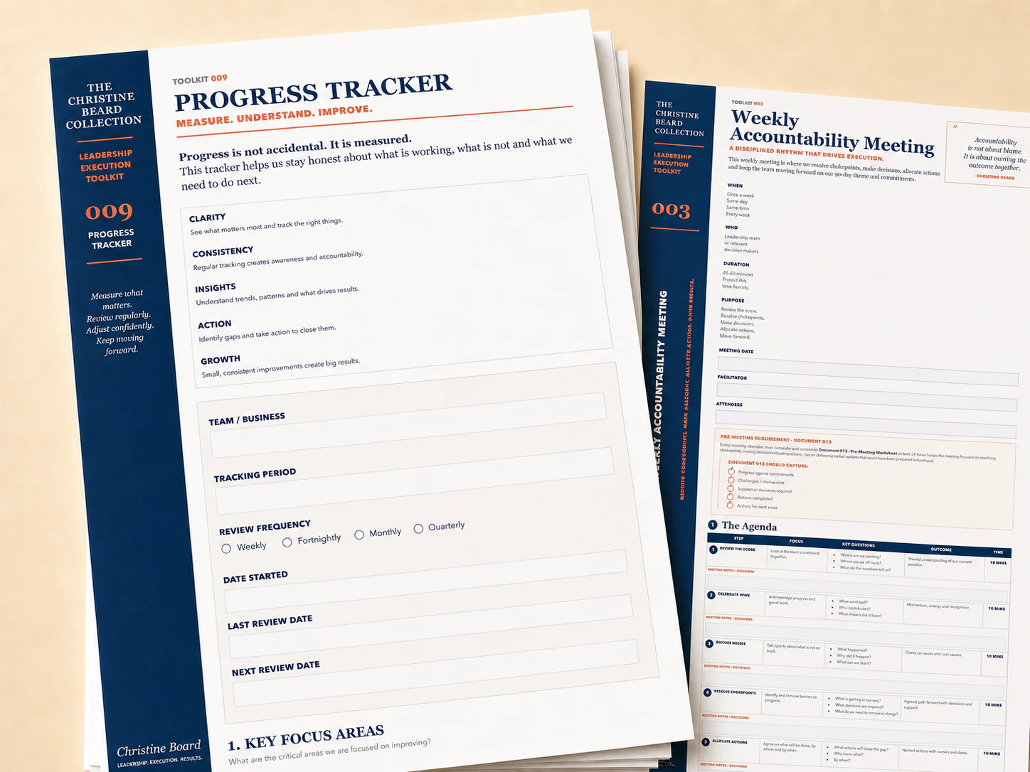 Christine Beard Progress Tracker and Weekly Accountability Meeting working tools